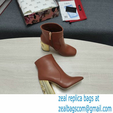 Dolce  &  Gabbana Heel 10.5cm Leather Ankle Boots Caramel with DG Karol Heel 2021